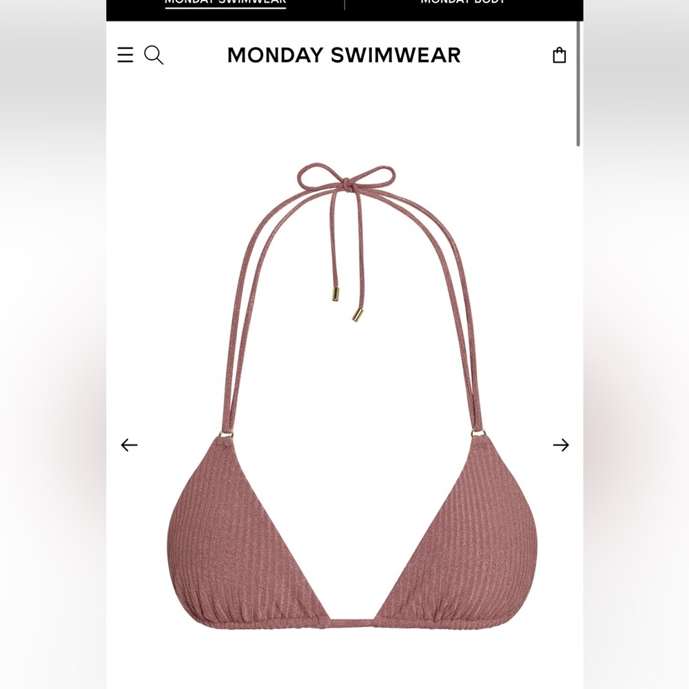Monday Swimwear Hanalei Top Mauve Lurex Rib
